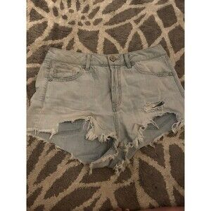 Light Wash Refuge High Rise Cut Off Denim Shorts